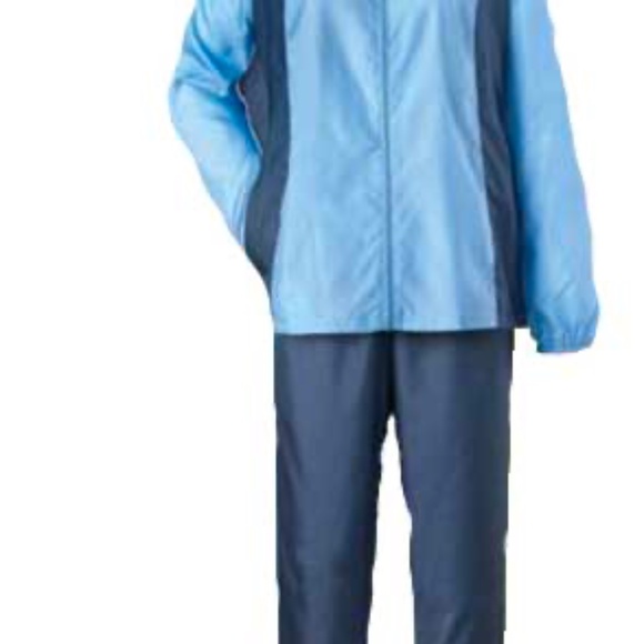 2 PCE JACKET/PANTS SET, MISSES LARGE, LIGHT BLUE JACKET, NAVY PANTS, POCKETS, - Picture 1 of 1